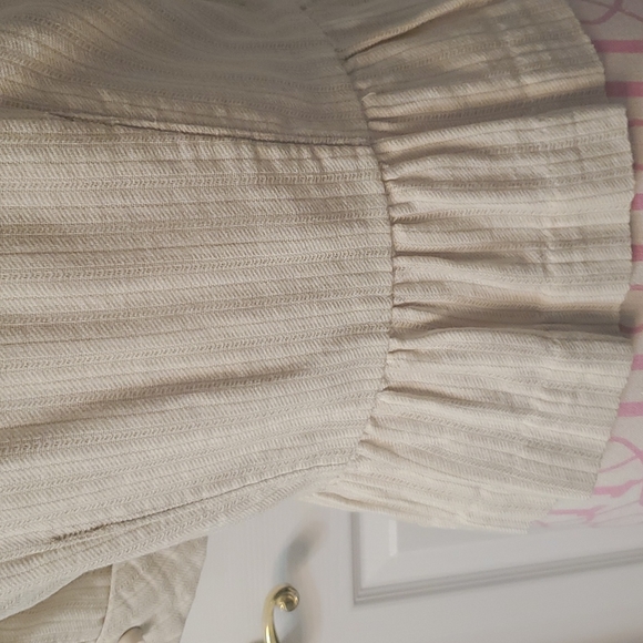 Lux 100% cotton cream, light hunter green short sleeve Blazer jacket size Medium - Picture 6 of 8